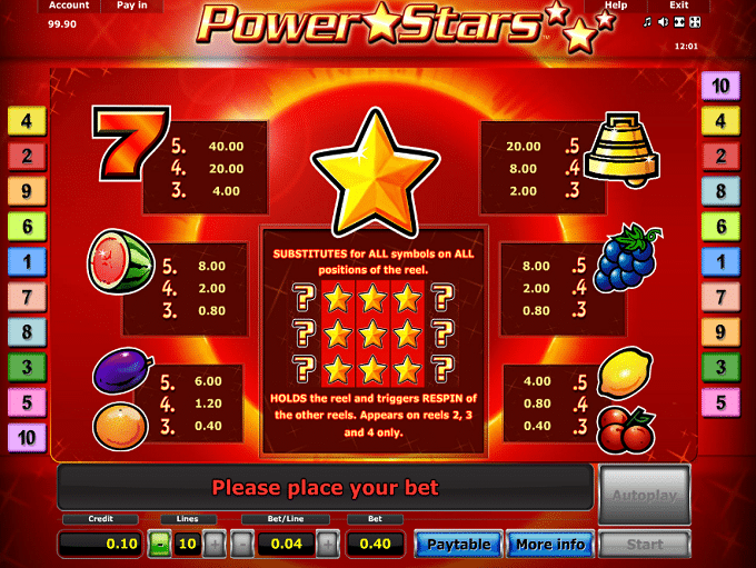 Power Stars Spielautomat