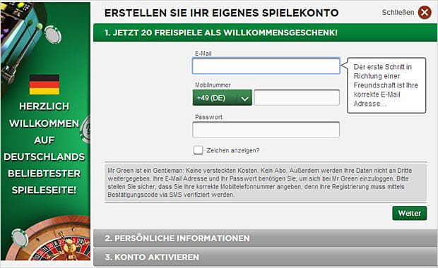 Anmeldung im Mr Green